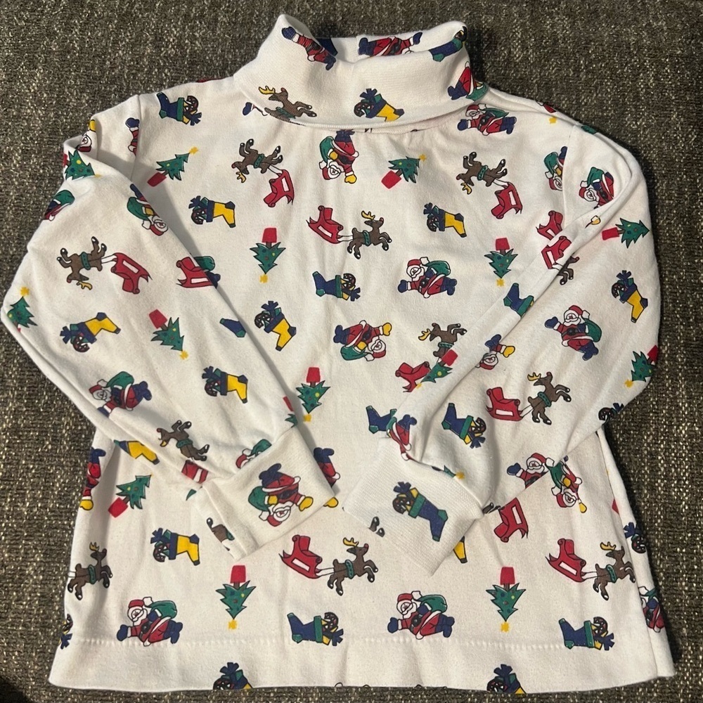 Vintage Kids Cornerstone Festive Holiday Turtleneck - All Over Christmas Print